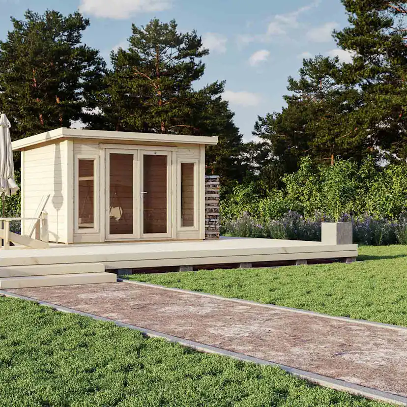 Friggebod Luoman Lillevilla Suovu 8,25 m² Komplett Stuga med Pulpettak
