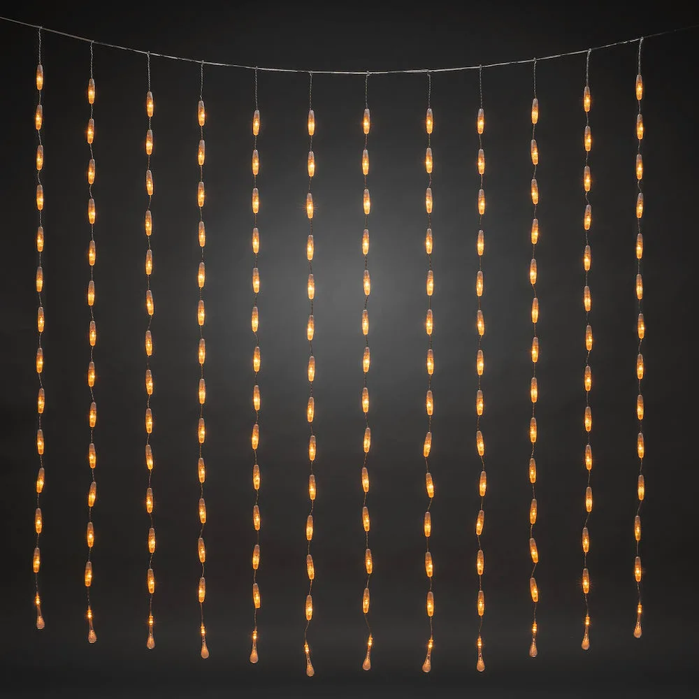 Gardinslinga droppar 400 LED Amber, H: 2000 mm