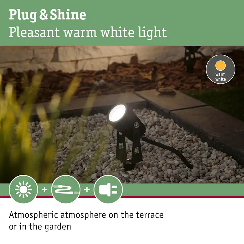 Spotlight Paulmann Basic Spot Plug & Shine LED IP65 24V 3-pack med Transformator och kabel