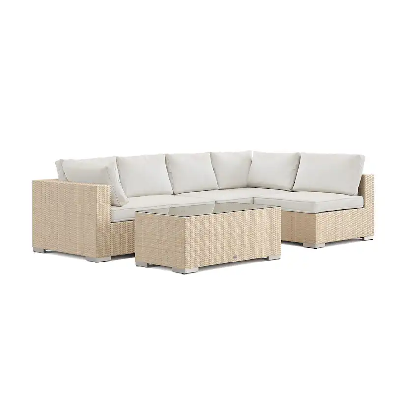 Bahamas Schäslong soffa 5 sits(Vändbar) - bord utan hylla Beige