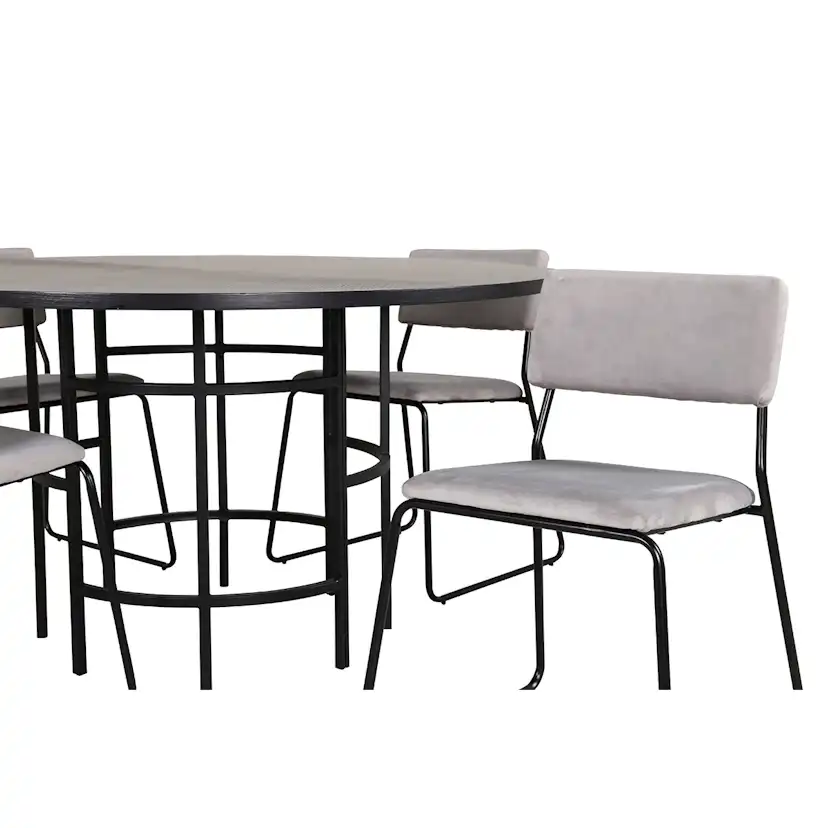 Copenhagen - Dining Table round - Black / Black+Kenth Chair Grå/Svart