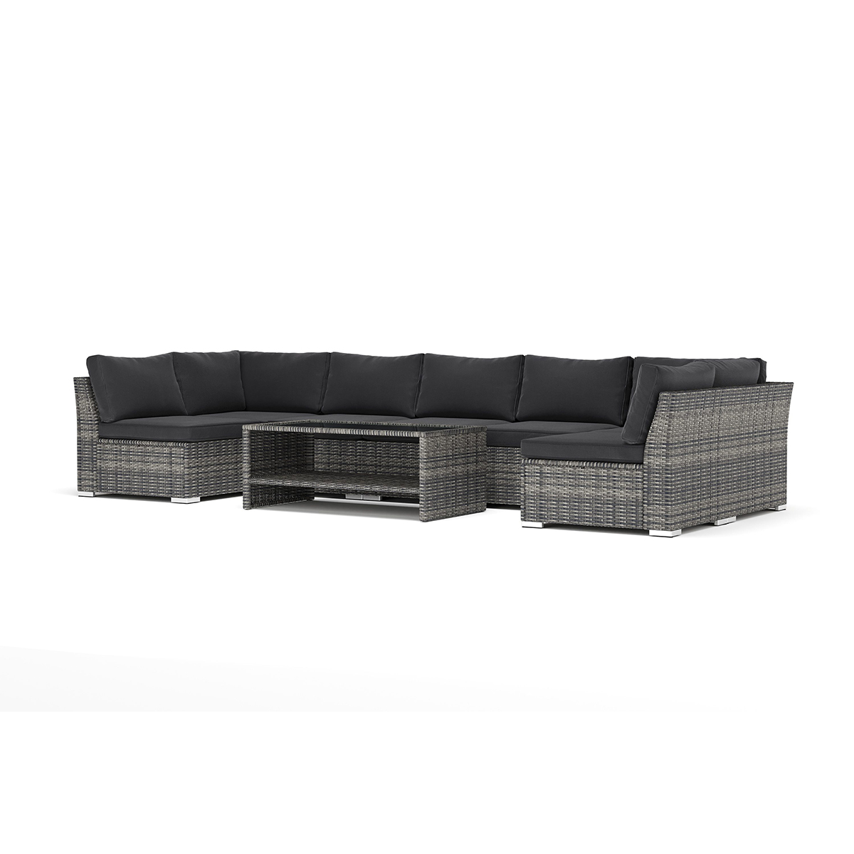 Loungesoffa Comfort Garden Wisconsin utomhus U-soffa 7-sits med öppet avslut