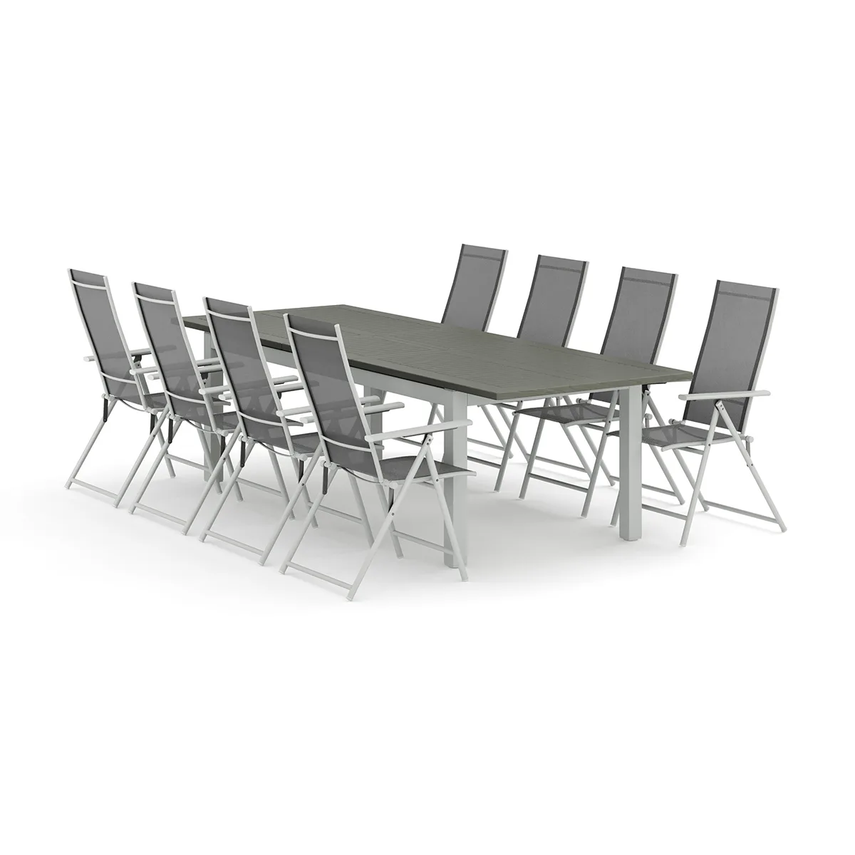 Trädgårdsgrupp Comfort Garden Monaco utomhus matgrupp förlängningsbart 210/310x90 med 8 Sanna positionsstolar