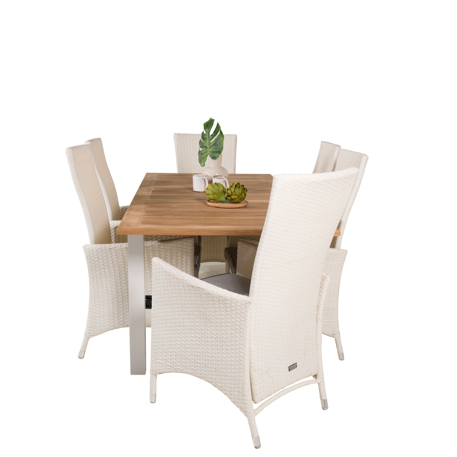 Panama Dining Table 152/210*90 - White Alu / Teak+Padova Arm Blanka Ben