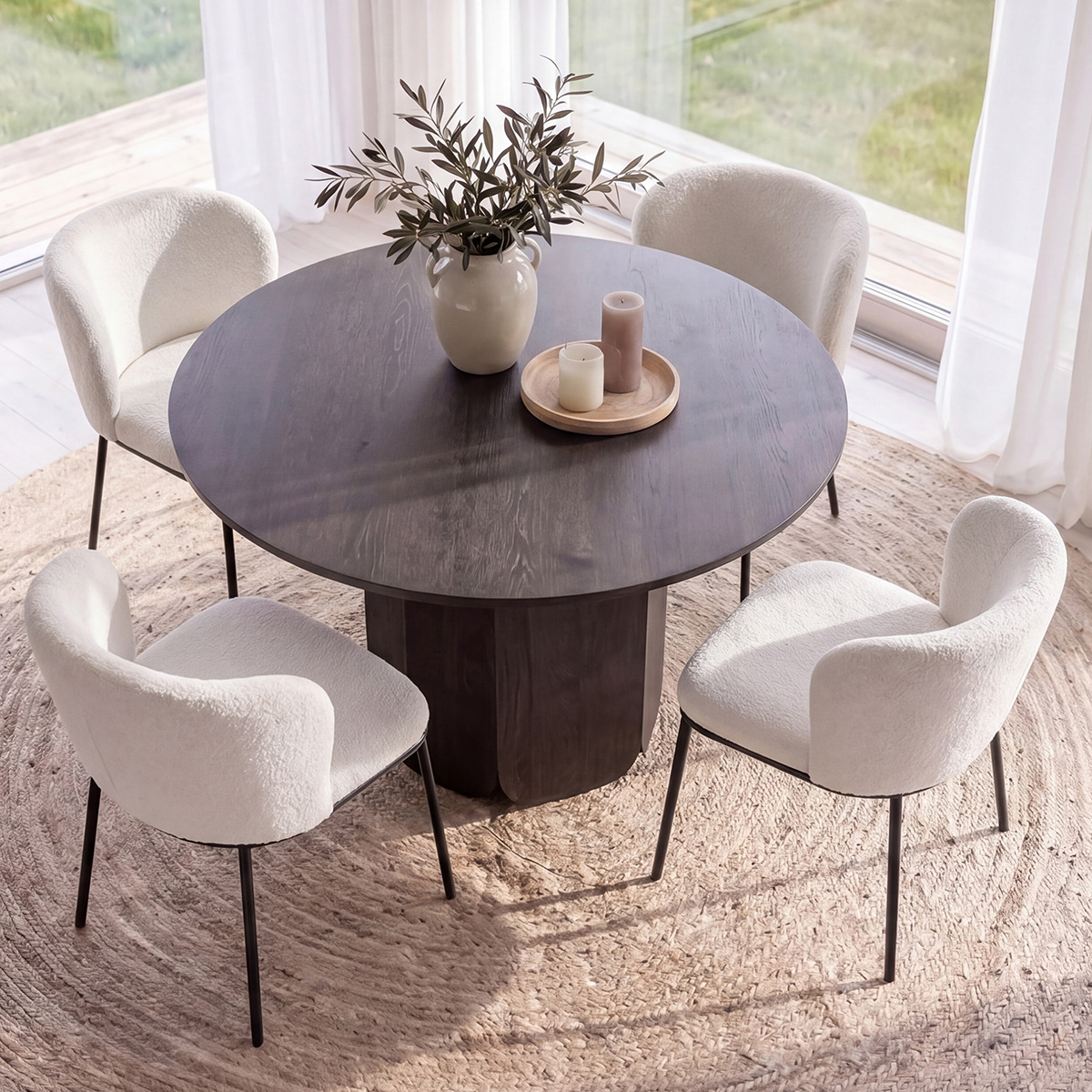 Matgrupp Venture Home Tekla  Ø120 cm med 4st Edina Stolar