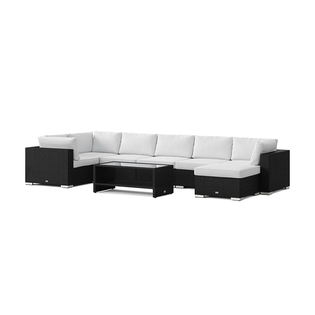 Loungegrupp Comfort Garden Bahamas U-formad utomhus loungegrupp 7-sits med vändbar divan och bord med hylla