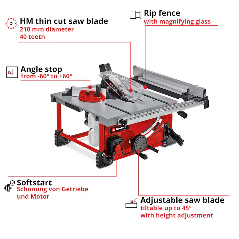 Bordscirkelsåg Einhell TE-TS 2x18V Utan Batteri & Laddare