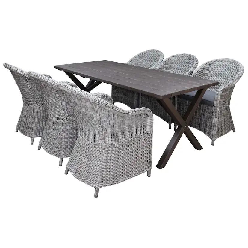 Matgrupp Utomhus Baltic Garden 190 cm bord & 6 Belize grå stolar