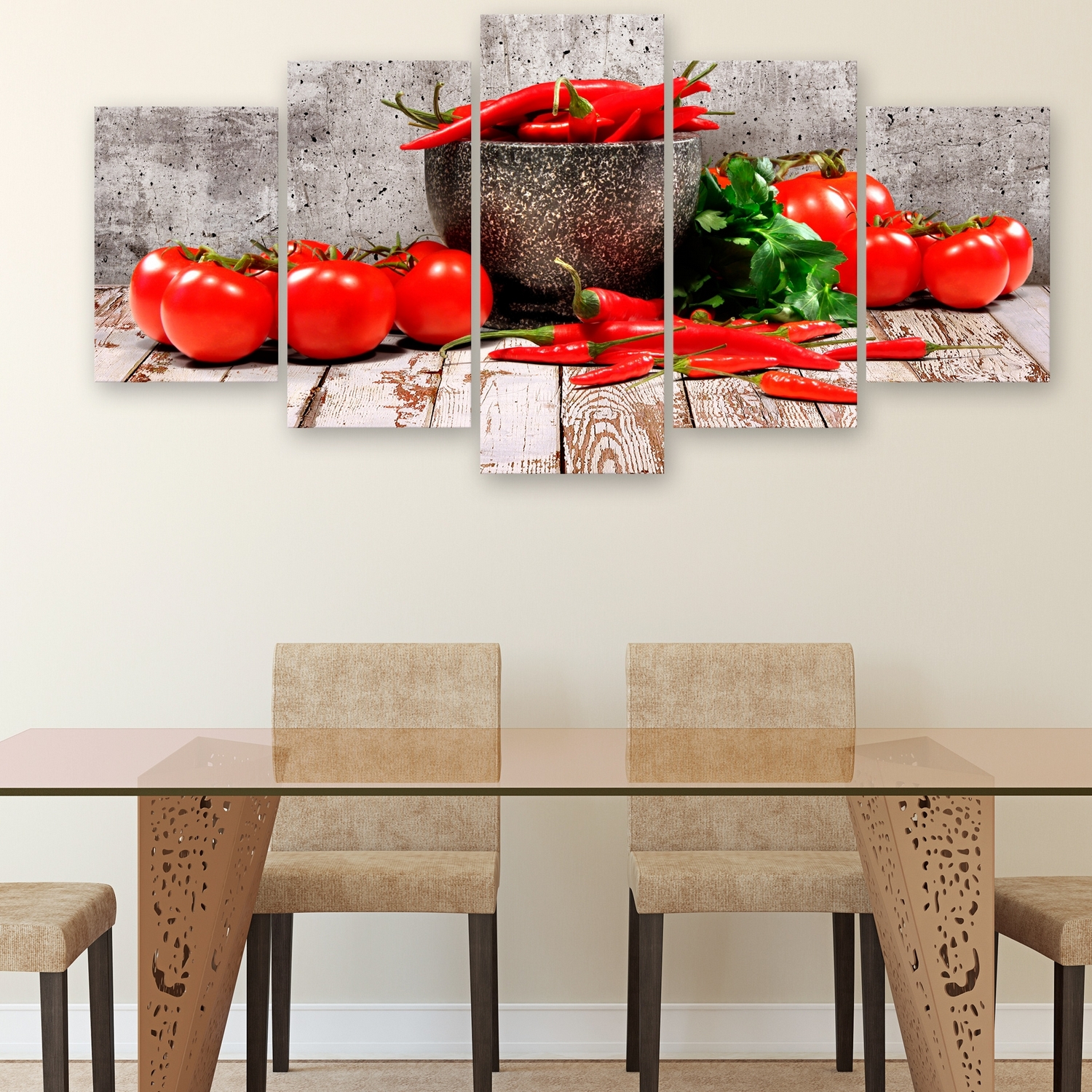 Tavla Arkiio Red Vegetables Concrete 5 delar