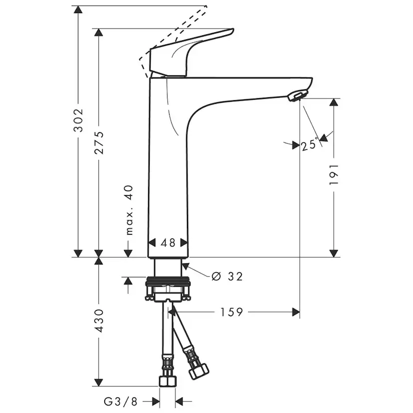 Tvättställsblandare Hansgrohe Focus 190 Hög