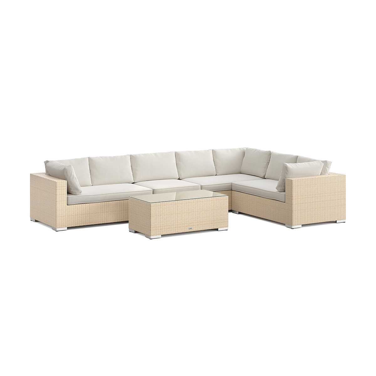 Bahamas L-soffa Vänster 7 sits- bord utan hylla Beige