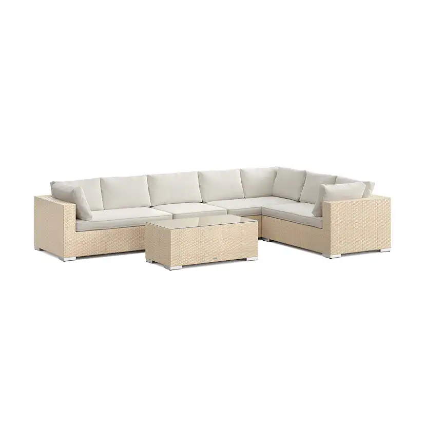 Bahamas L-soffa Vänster 7 sits- bord utan hylla Beige