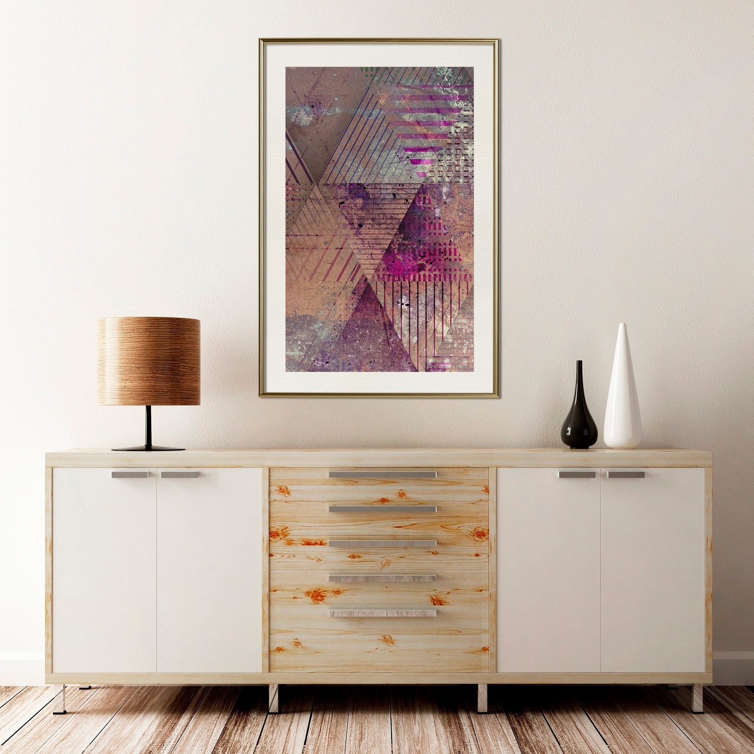 Affisch - Autumn Abstraction [Poster] 30x45 Guld ram med passepartout, 30x45 cm