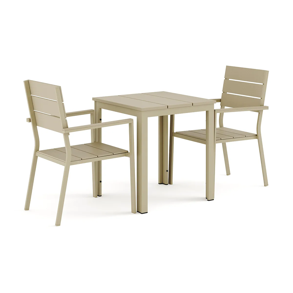 Trädgårdsgrupp Comfort Garden Tunis utomhus caféset 70x70 cm med 2 Tunis stapelstolar
