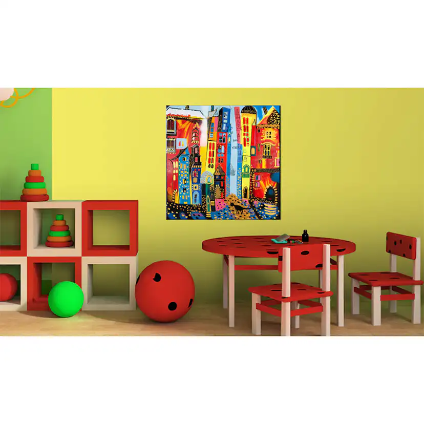 Handmålad Tavla Arkiio Magisk Gata 80x80