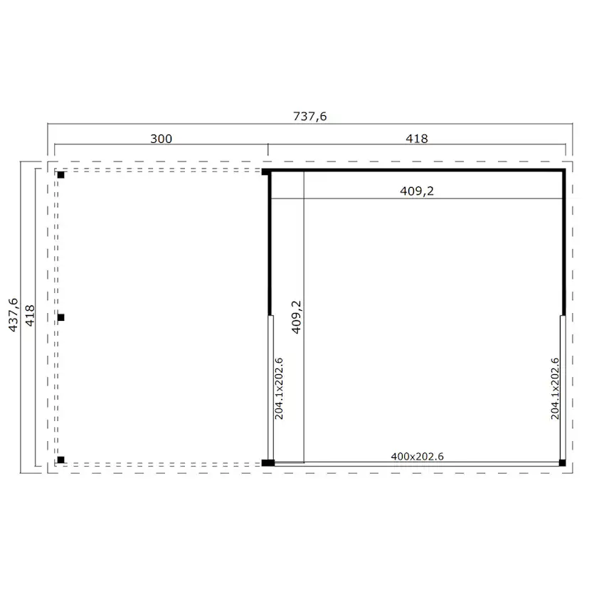 Fristående Uterum Landskap Stråla med Uteplats 30,0 kvm