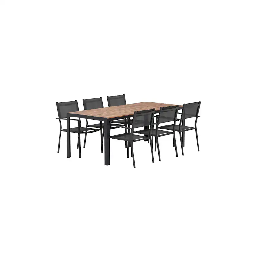 Matgrupp Utomhus Venture Home Bois 90x205 cm med 6 st Copacabana Trädgårdsstolar