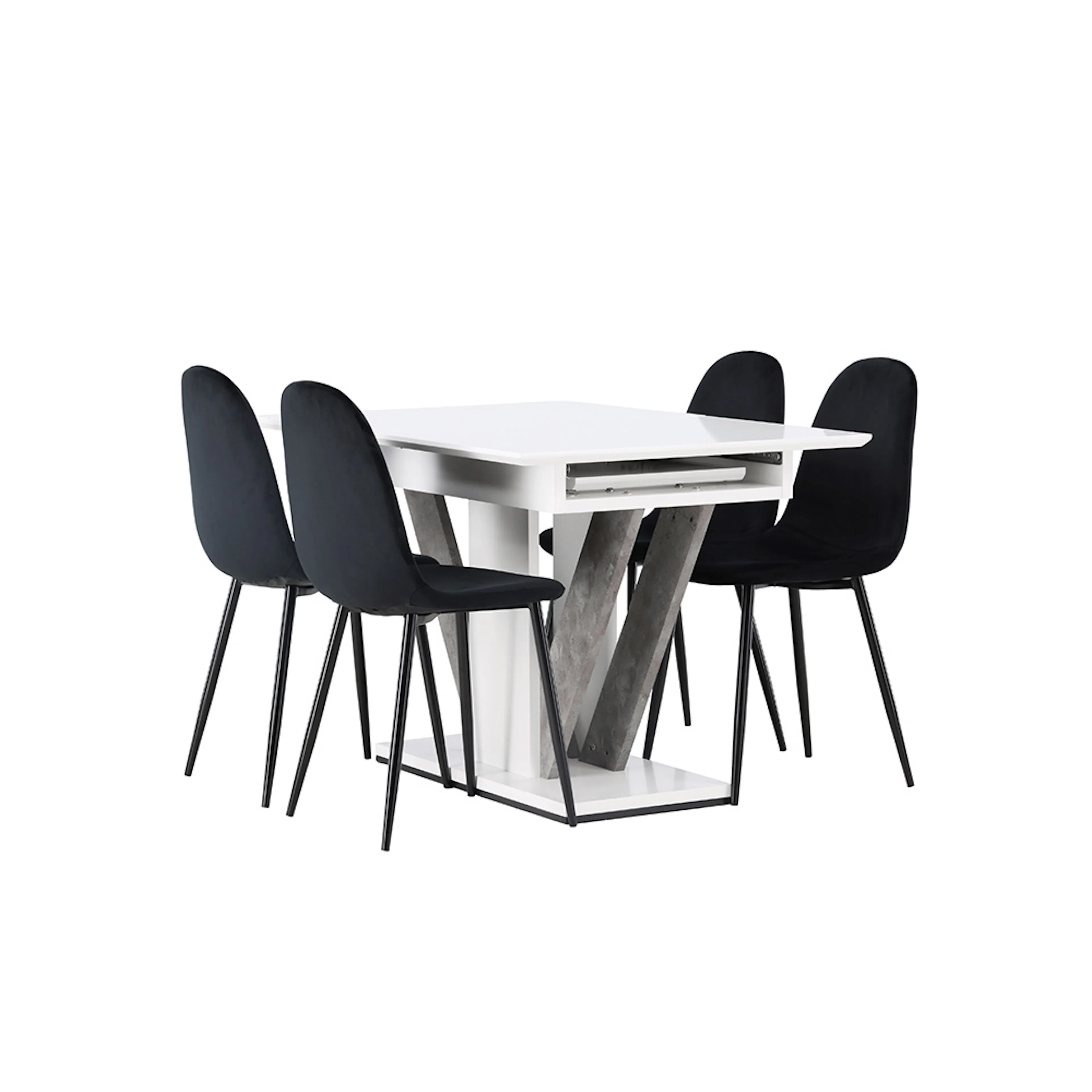 Matgrupp Venture Home Disa med 4 Polar Sammet Stolar Svart