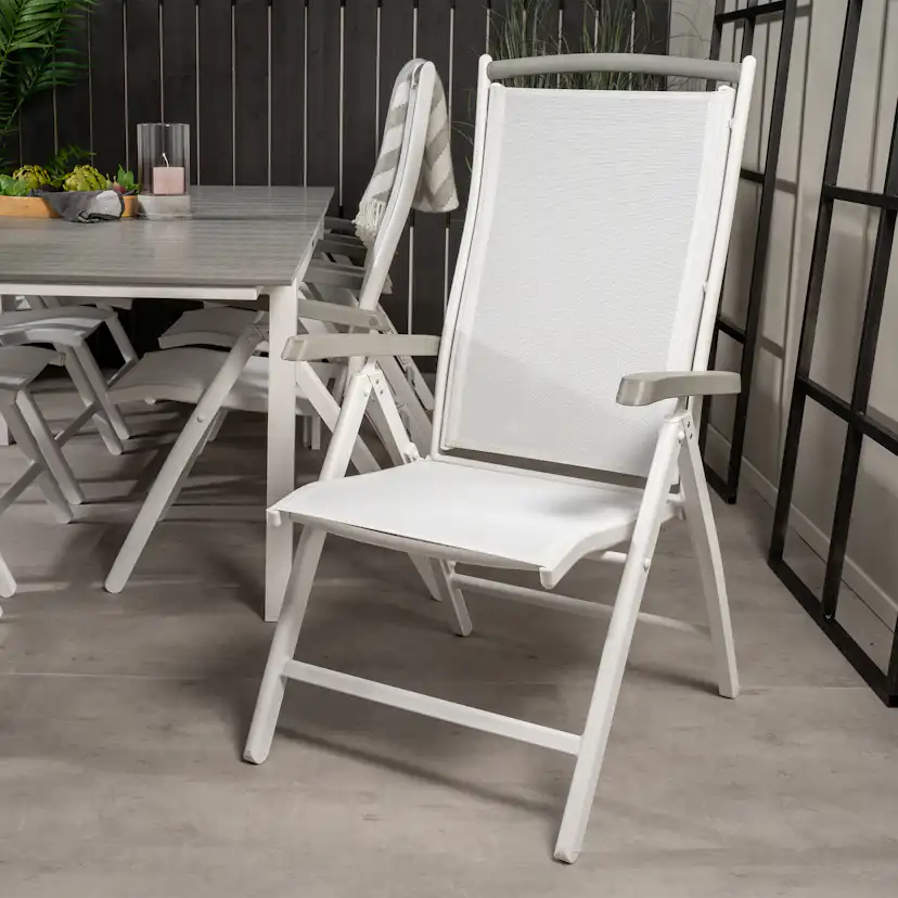 Albany 5:pos Stol - Vit Aluminium/vit textilene/aintwood Vit