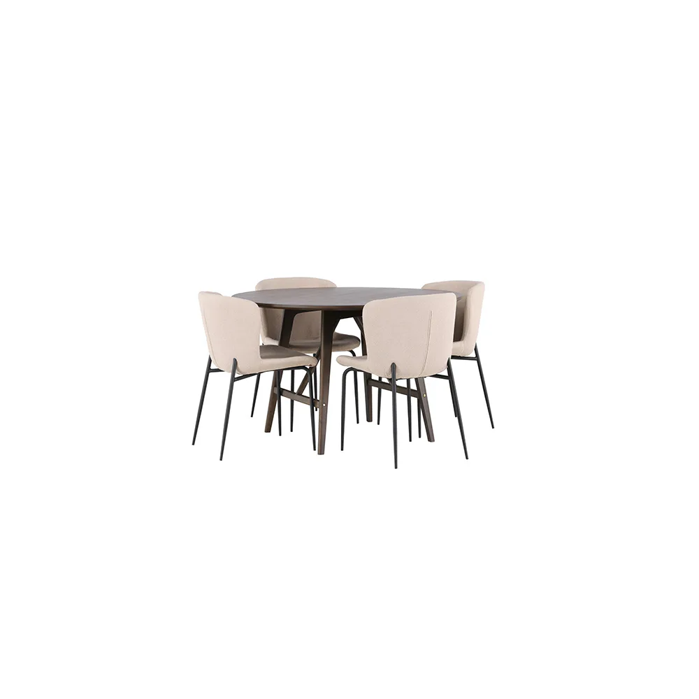 Matgrupp Venture Home Kaseidon Ø100 cm med 4 st Modesto stolar