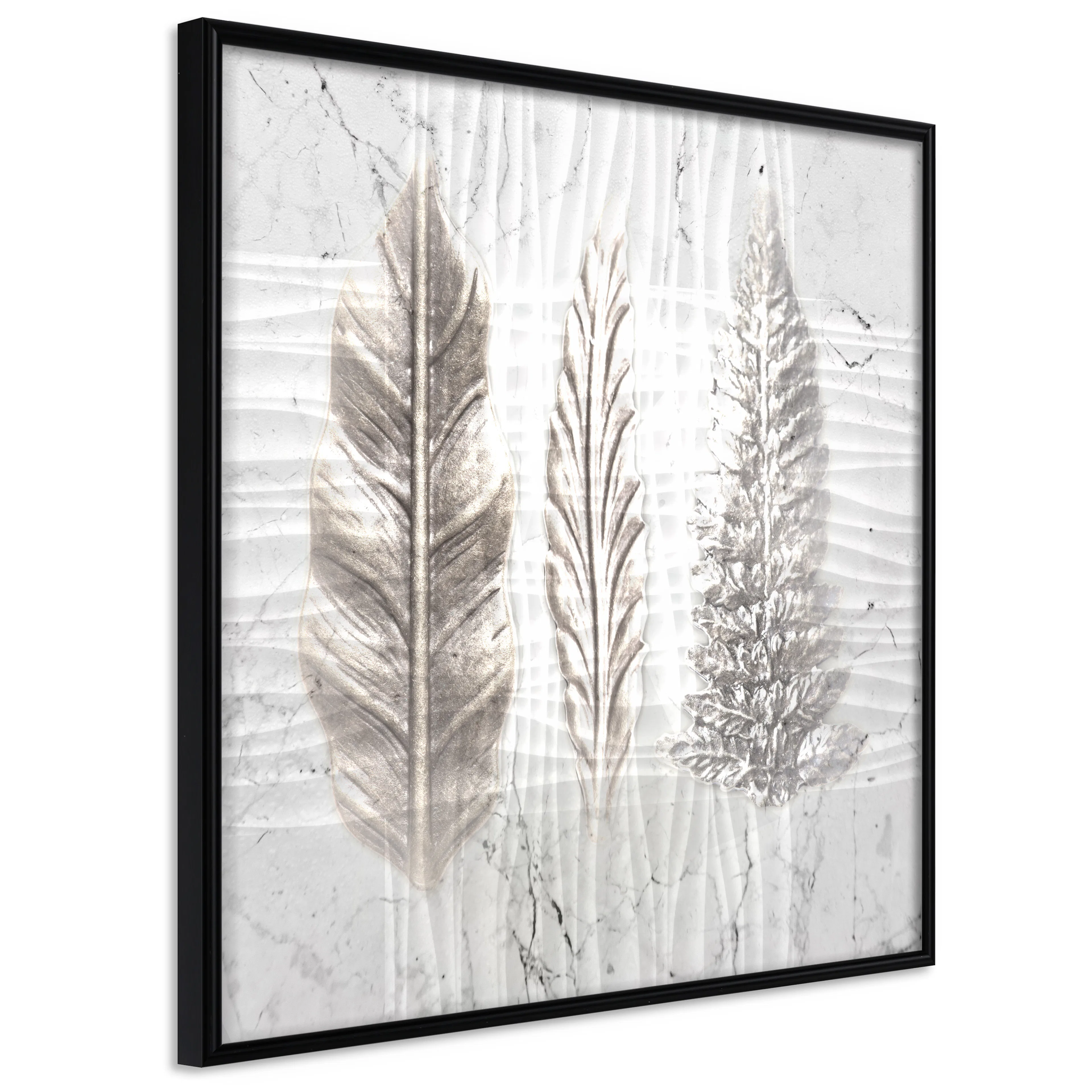 Affisch - Three Leaves [Poster] 20x20 Svart ram, 20x20 cm