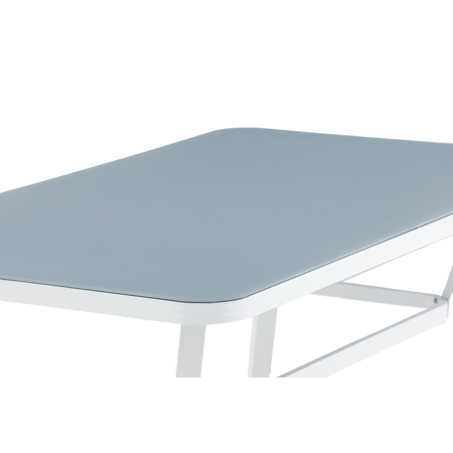 Virya Dining Table - White Alu / Grey Glass - small table Vit