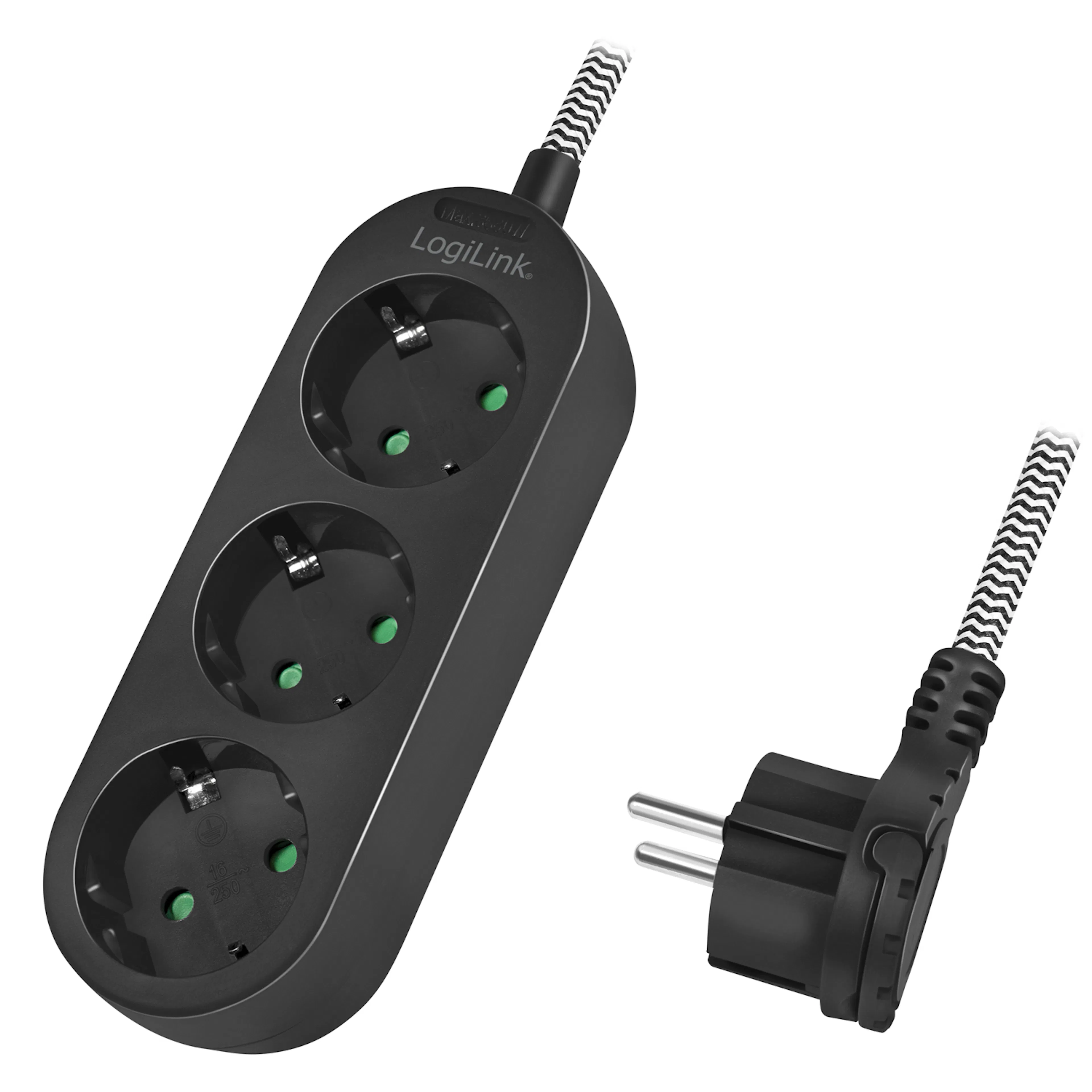 Grenuttag LogiLink 3-vägs Med Textilkabel