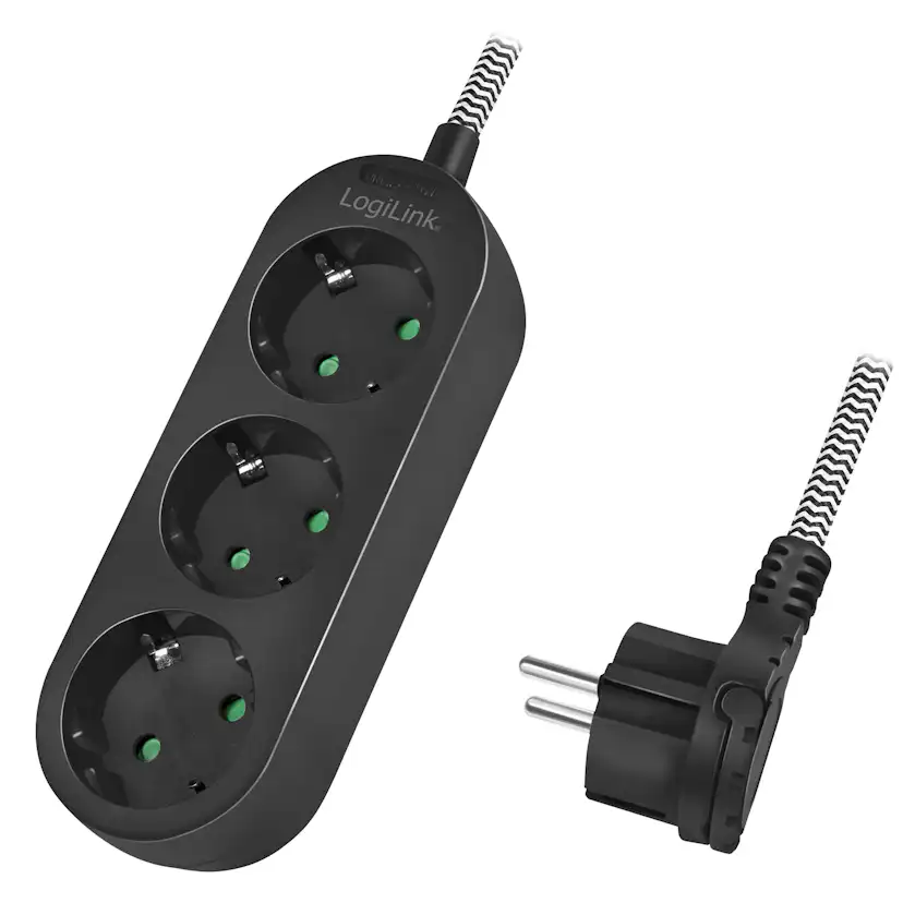 Grenuttag LogiLink 3-vägs Med Textilkabel
