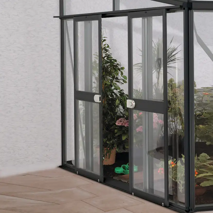 Dörrar Vitavia Helena Dubbeldörrar med Glas Antracit för Växthus