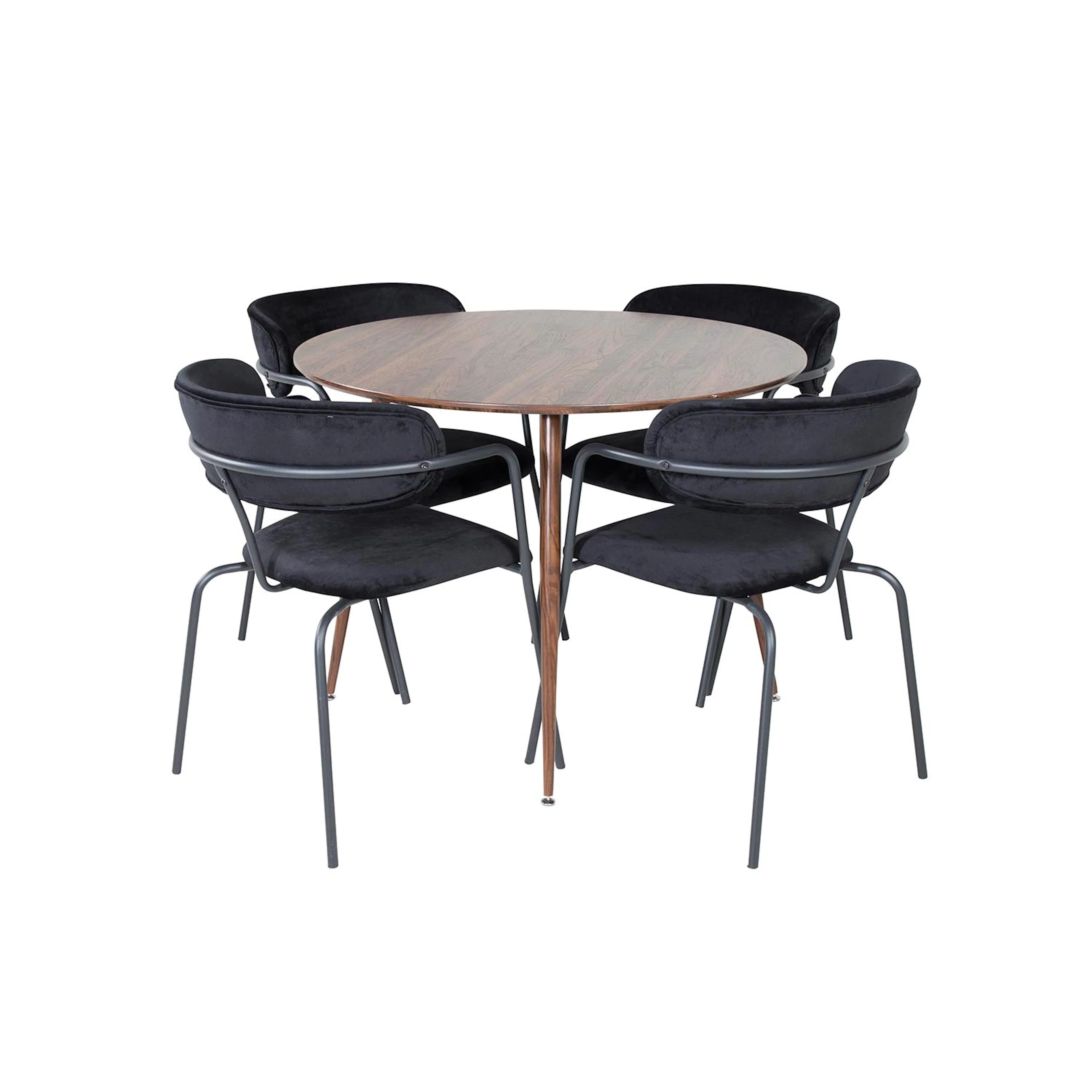 Plaza Round table  100 cm - Walnut + Black Velvet_4 Valnöt/Svart