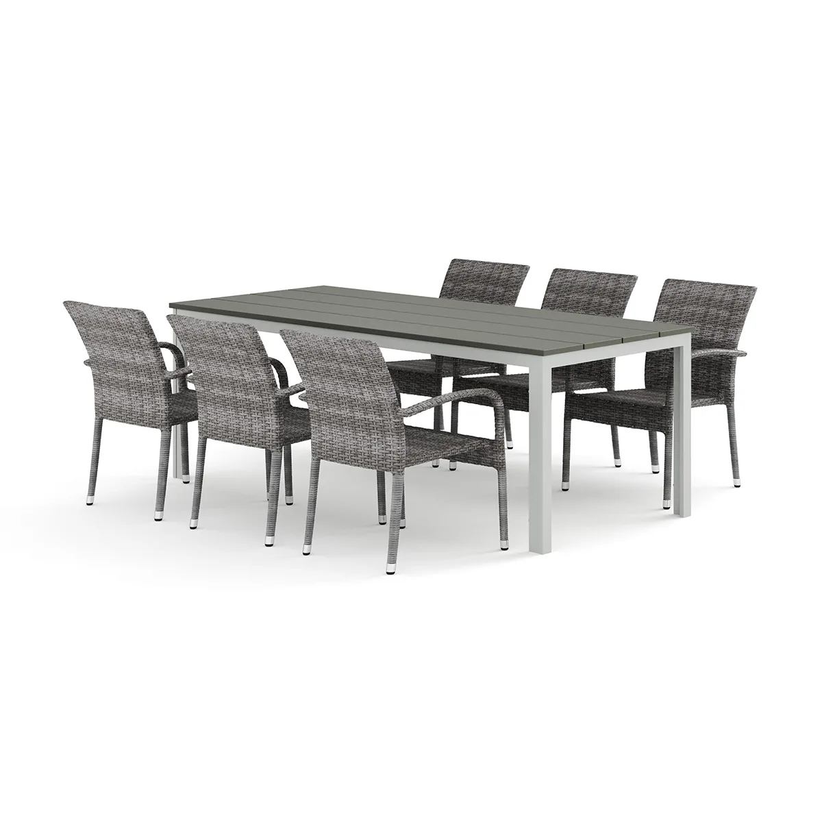 Trädgårdsgrupp Comfort Garden Tunis utomhus matgrupp 205x90 cm med 6 Thor Light Trädgårdsfåtölj