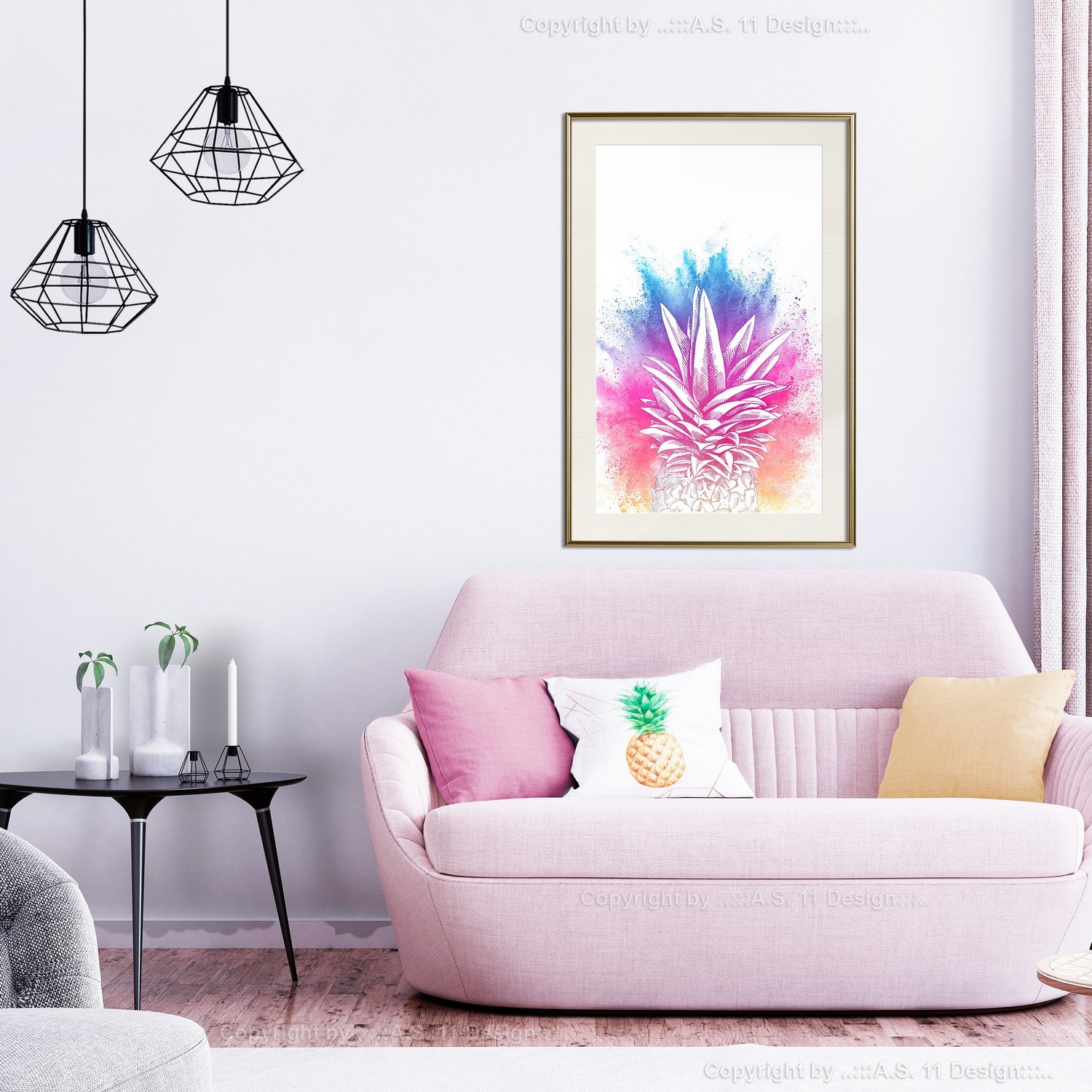 Poster Artgeist Affisch Colourful Pineapple