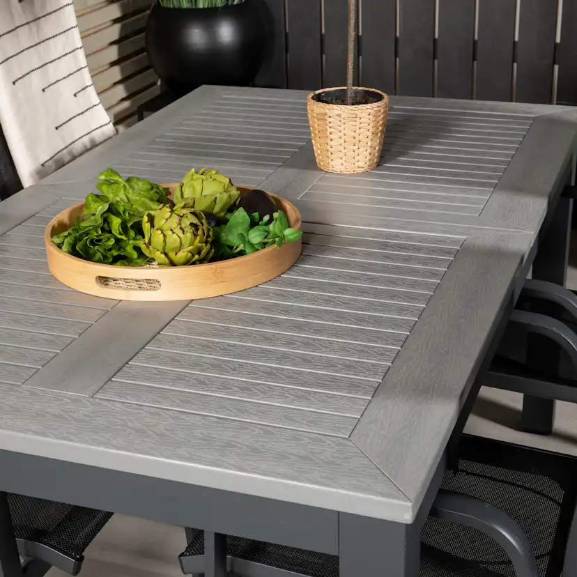 Albany Dining Table 160/240*100 - Svart Alu / Grey Aintwood+ Svart/Grå