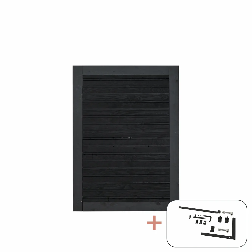 Enkelgrind PLUS Plank med Beslag PEFC 100 x 125 cm Svart