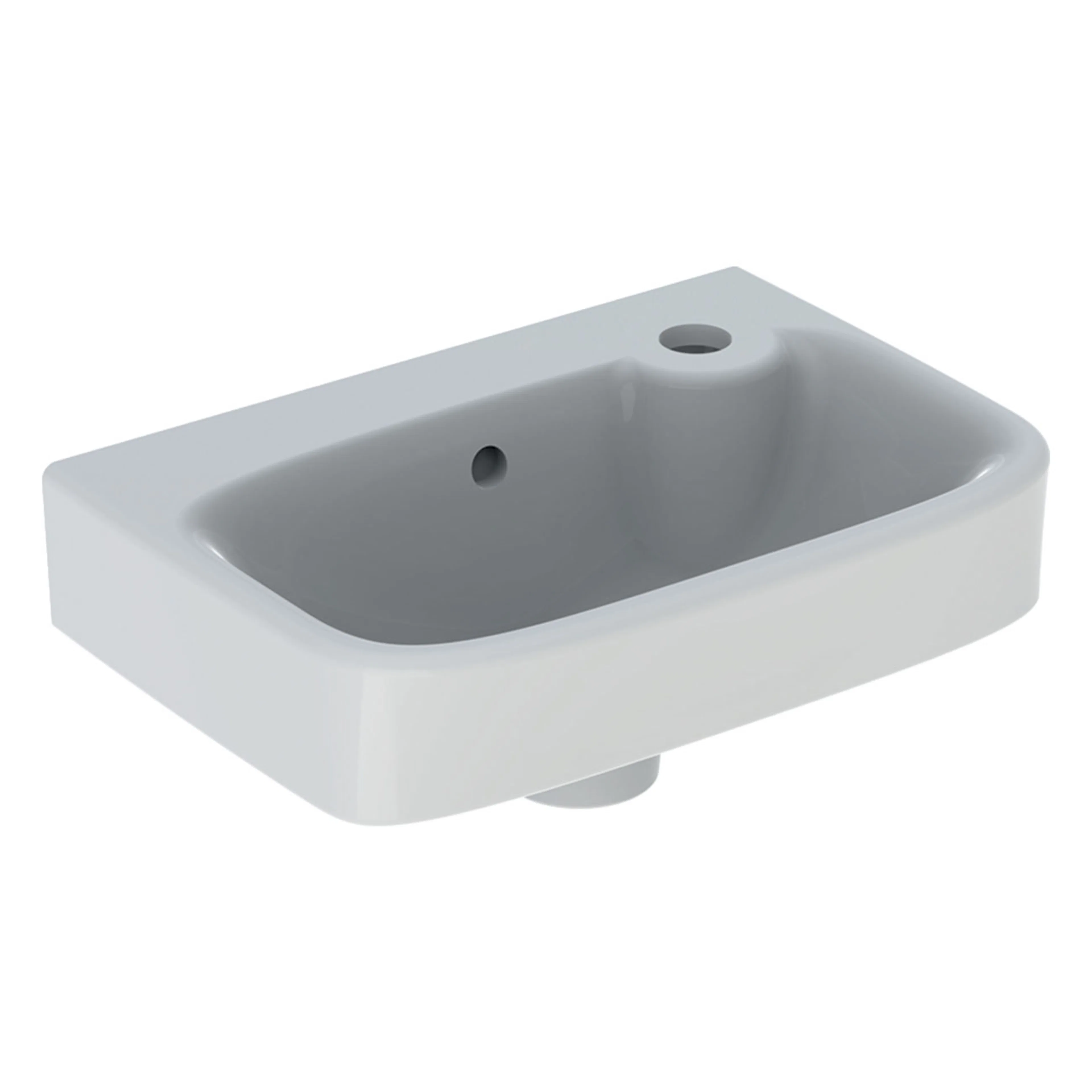 Vinta handfat asym hål: Vit/Clean, 40x28cm, hål: V, Överfyll Kranhål Vänster