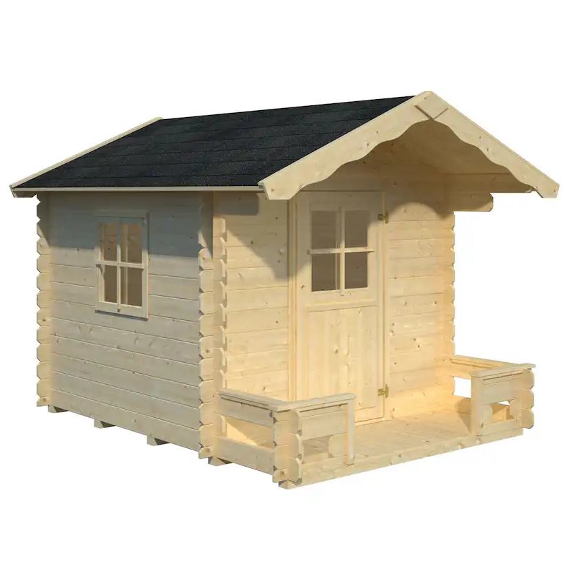 Lekstuga Palmako Stina 3,1 m² Trästuga med Altan