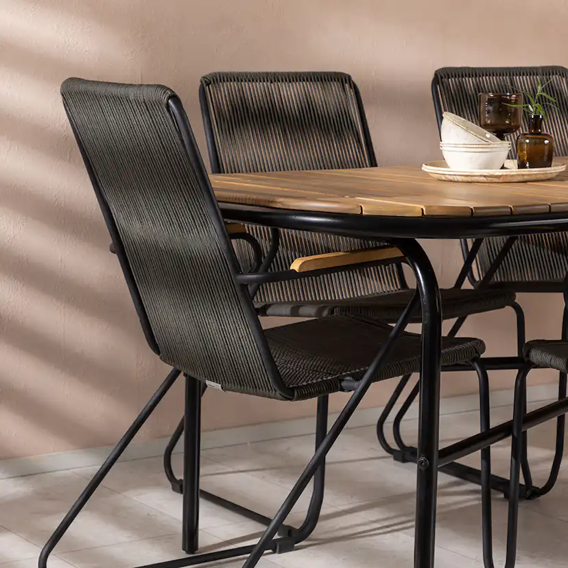 Holmbeck Diningtable Stål - Black / Rectangular 90*200*75 +B Svart