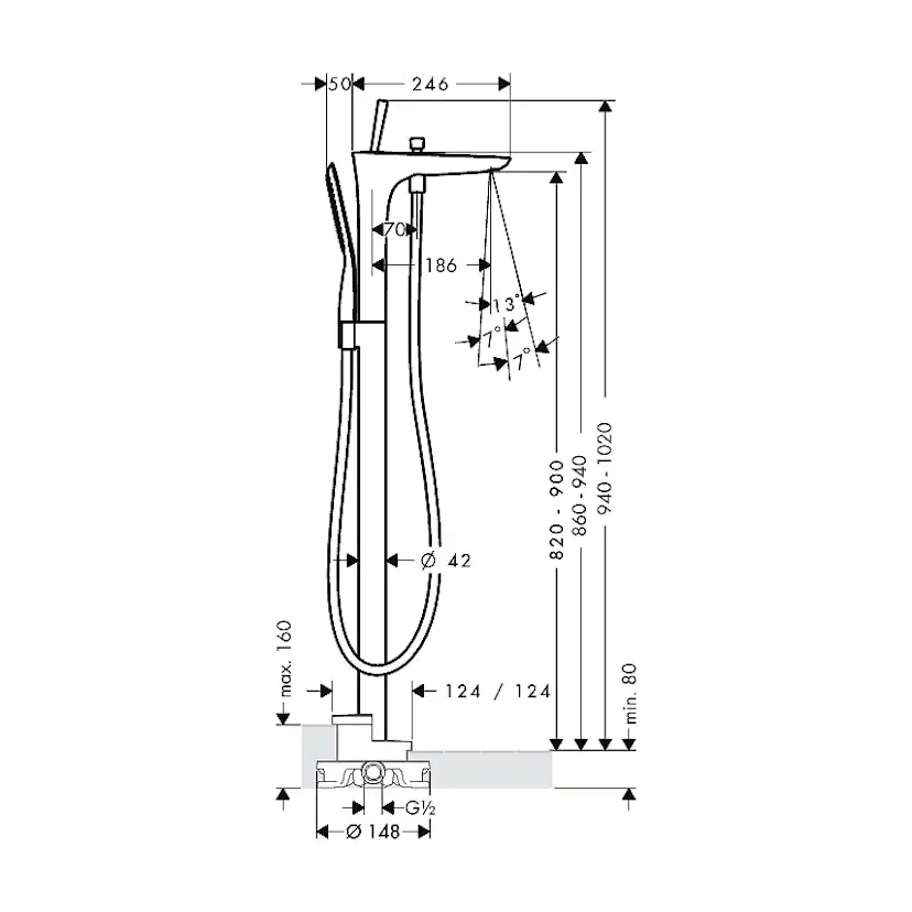 Golvblandare Hansgrohe PuraVida 1-grepps