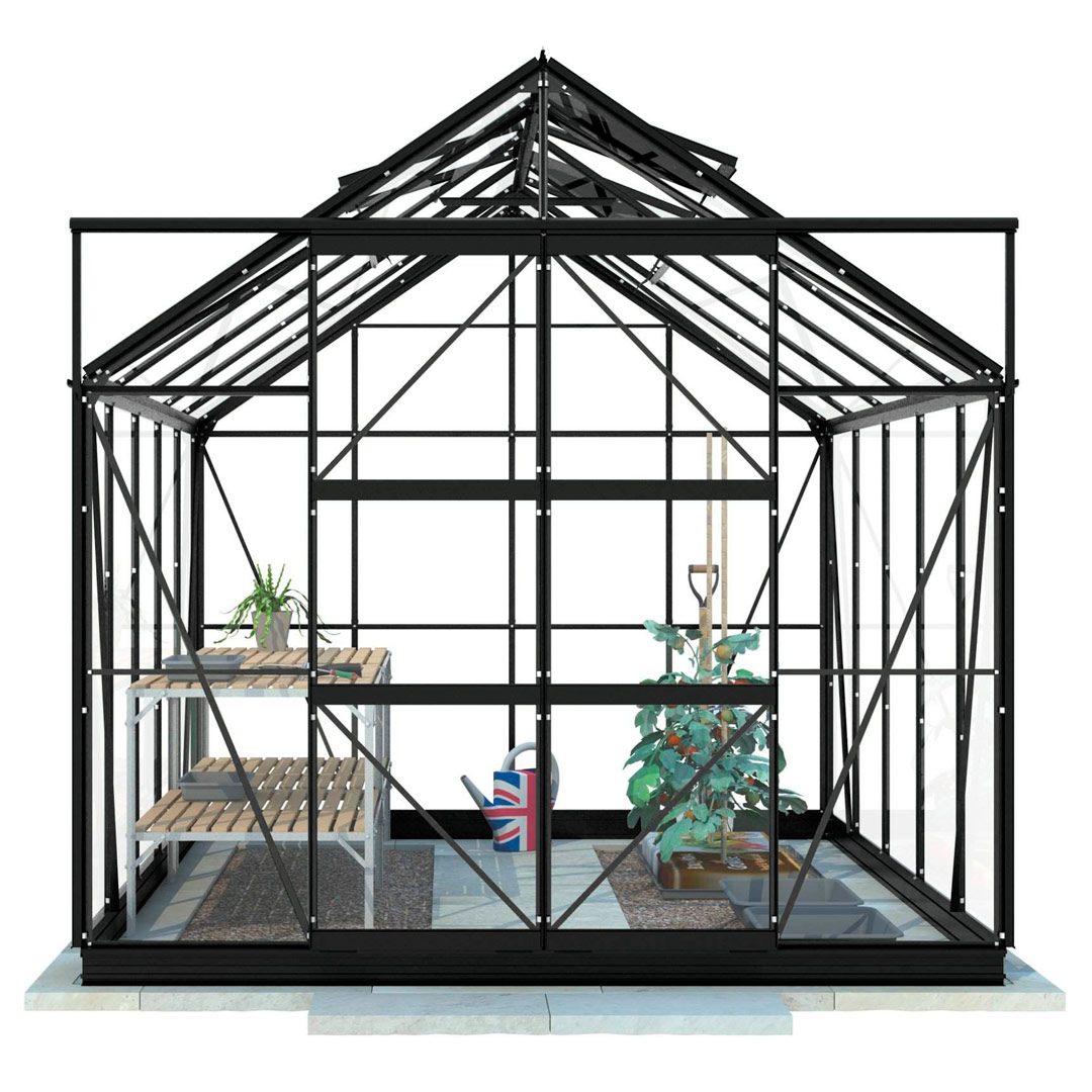 Lykke Växthus Glas 8,2m2, svart BxH: 320,4x254,7 cm