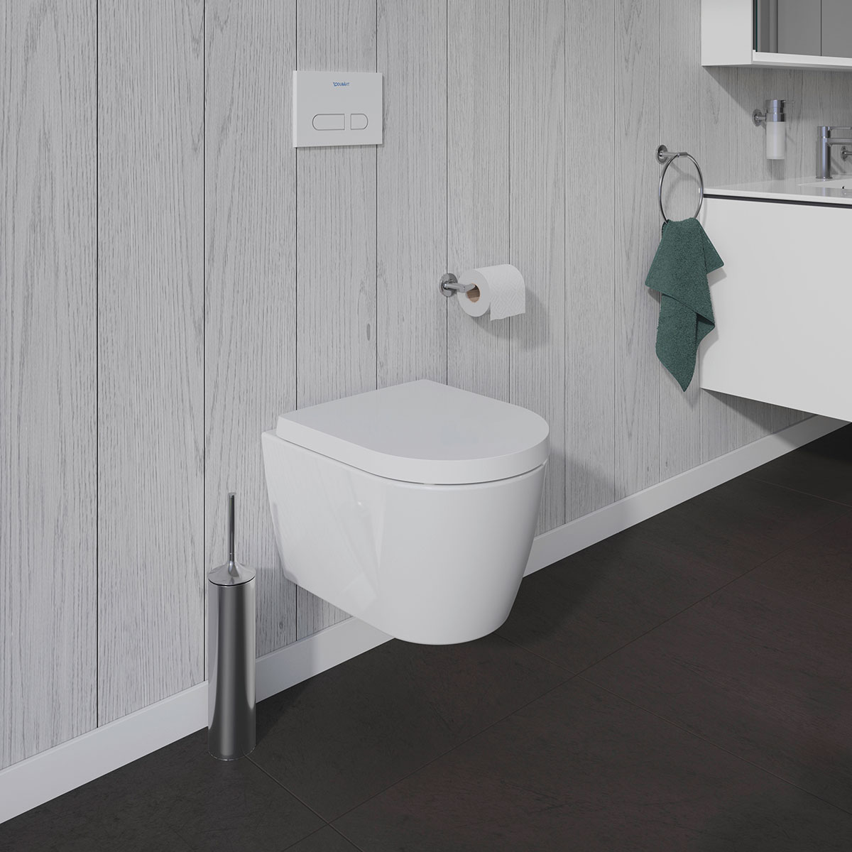 Vägghängd Toalettstol Duravit ME by Starck Rimless 253009 inkl Toalettsits