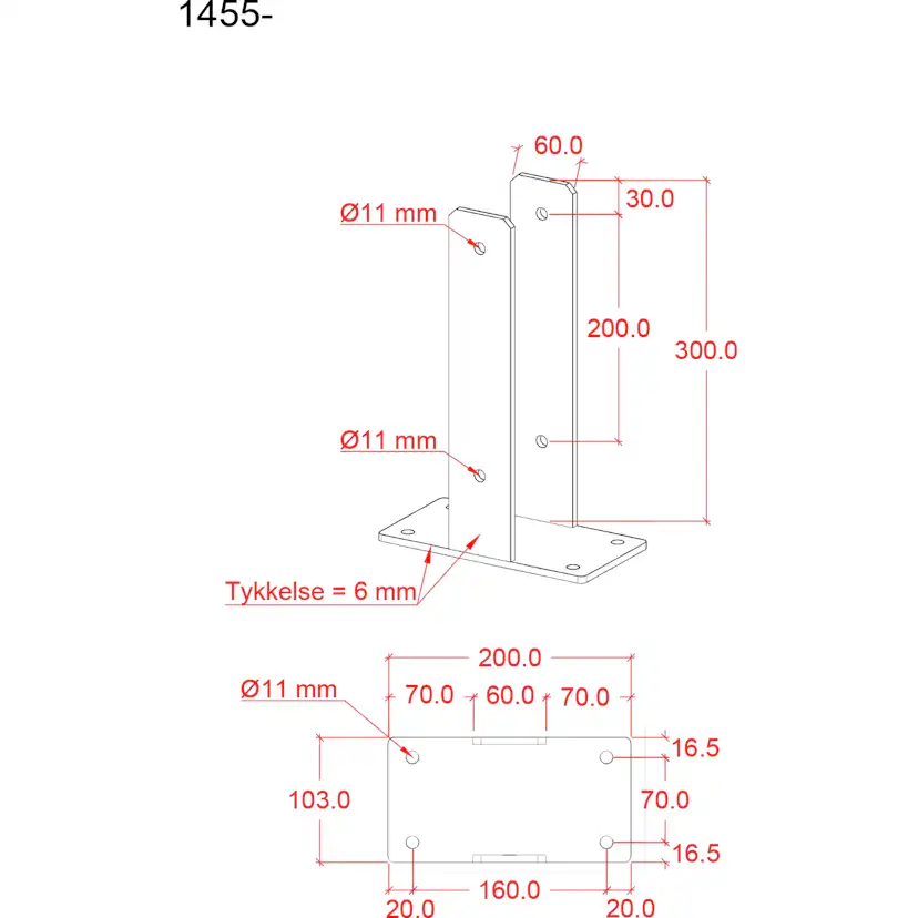 U-stolparfot PLUS för fundament - För stolpar 9x9 cm - höjd 30 cm