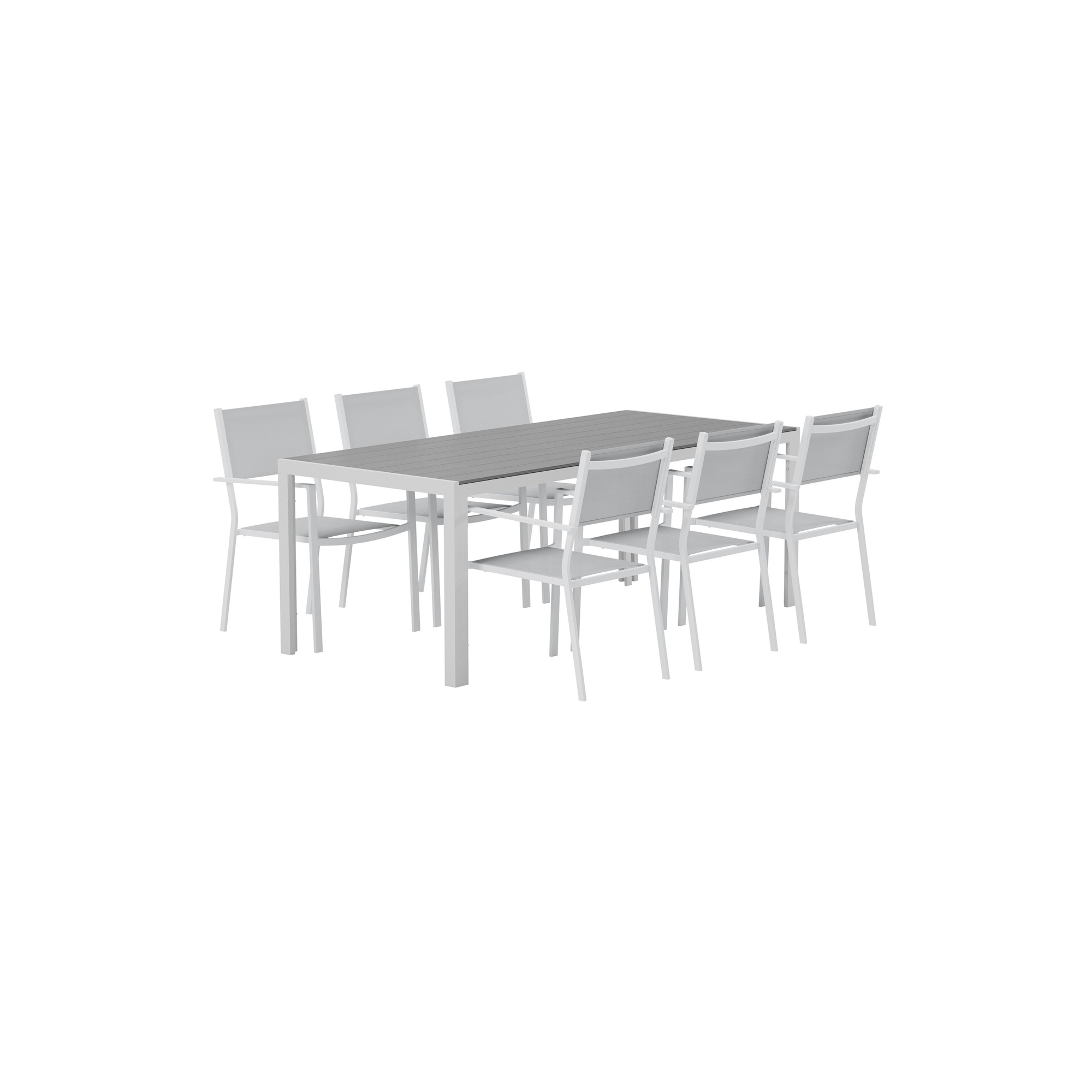 Break Table - Grey with 6 Copacabana Chair - Grey Färg: Grå