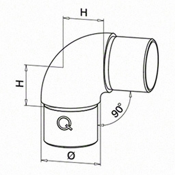 Hörnböj Herrljunga Ledstångsfabrik Rostfri mod 0305 Inomhus