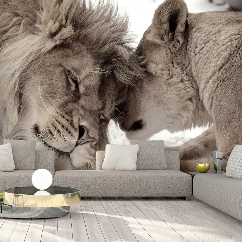 Fototapet Arkiio Lion Tenderness (Sepia)