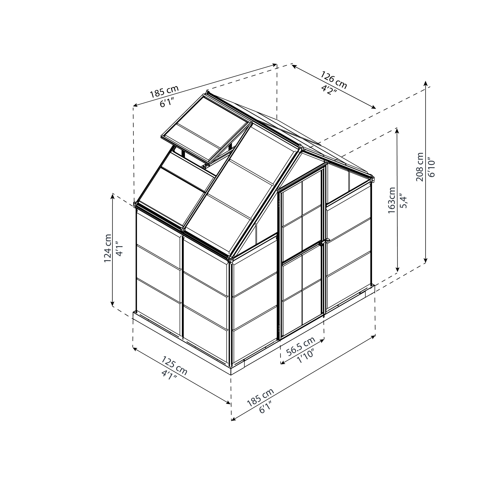 Växthus Canopia by Palram Harmony Aluminiumram med UV-Skyddad Polykarbonat & Ventilationsfönster, 2,3 m²