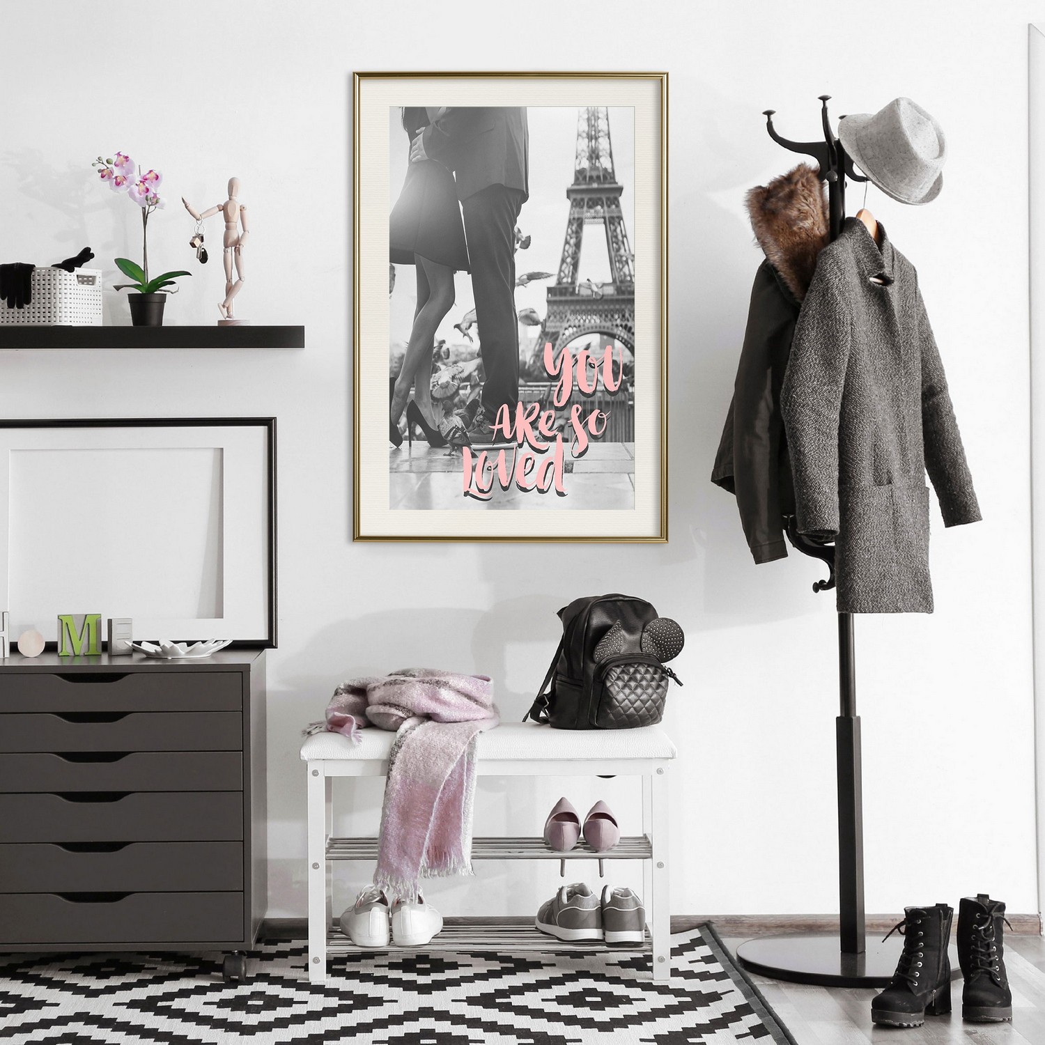 Affisch - You Are so Loved [Poster] 40x60 Guld ram med passepartout, 40x60 cm