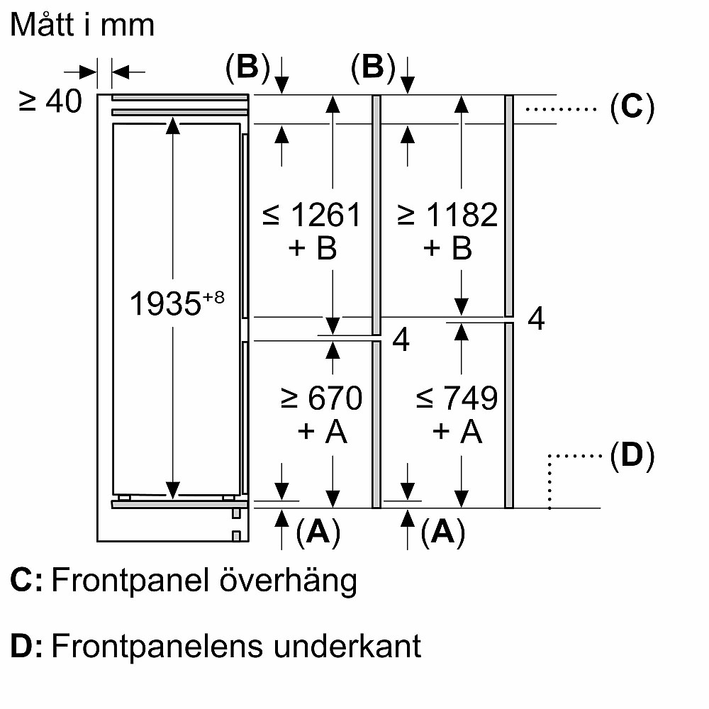 Integrerad Kyl/Frys Bosch Serie 4 KBN96VSE0 XL med Två Kylsystem För Optimal Nedkylning