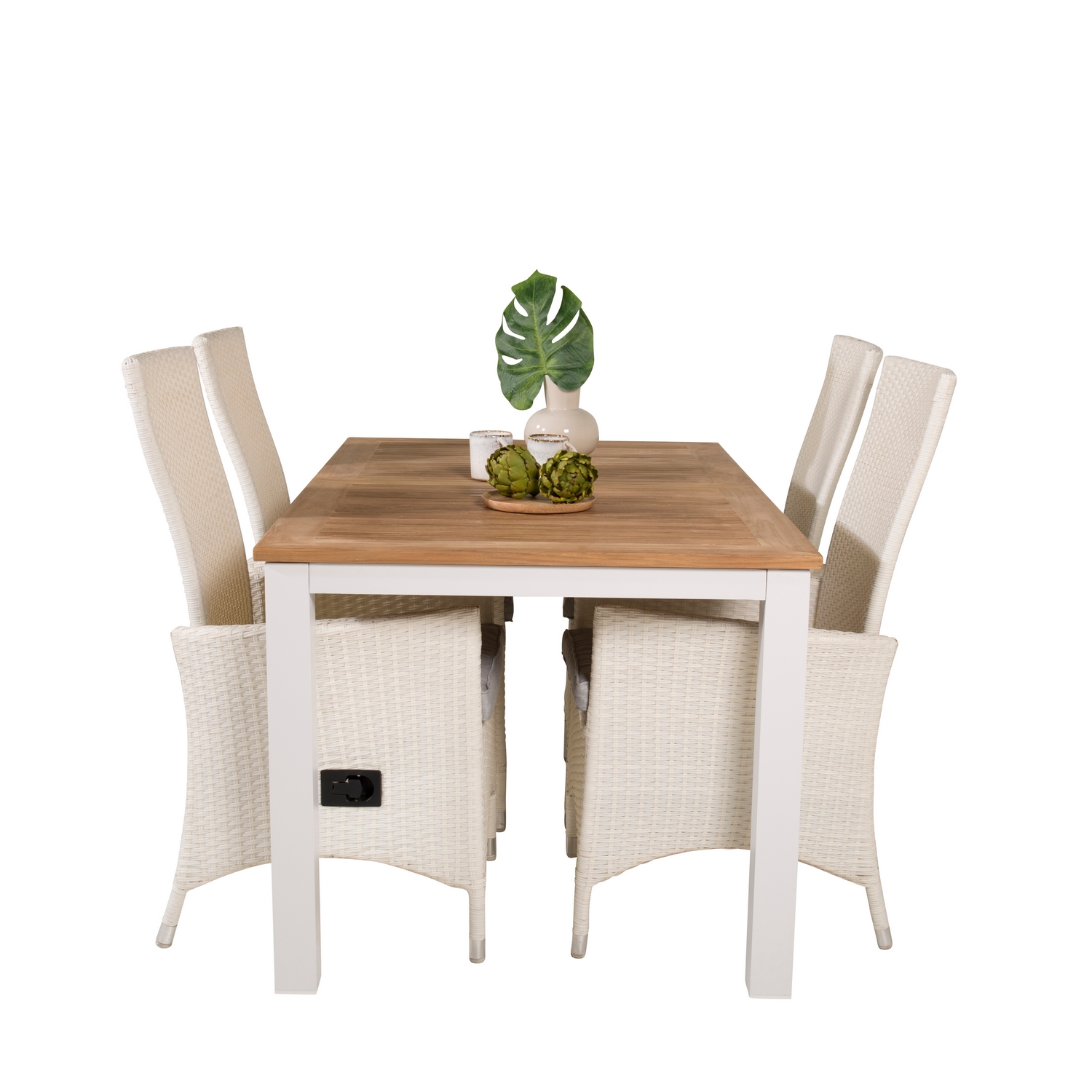 Panama Dining Table 152/210*90 - White Alu / Teak+Padova Arm Blanka Ben