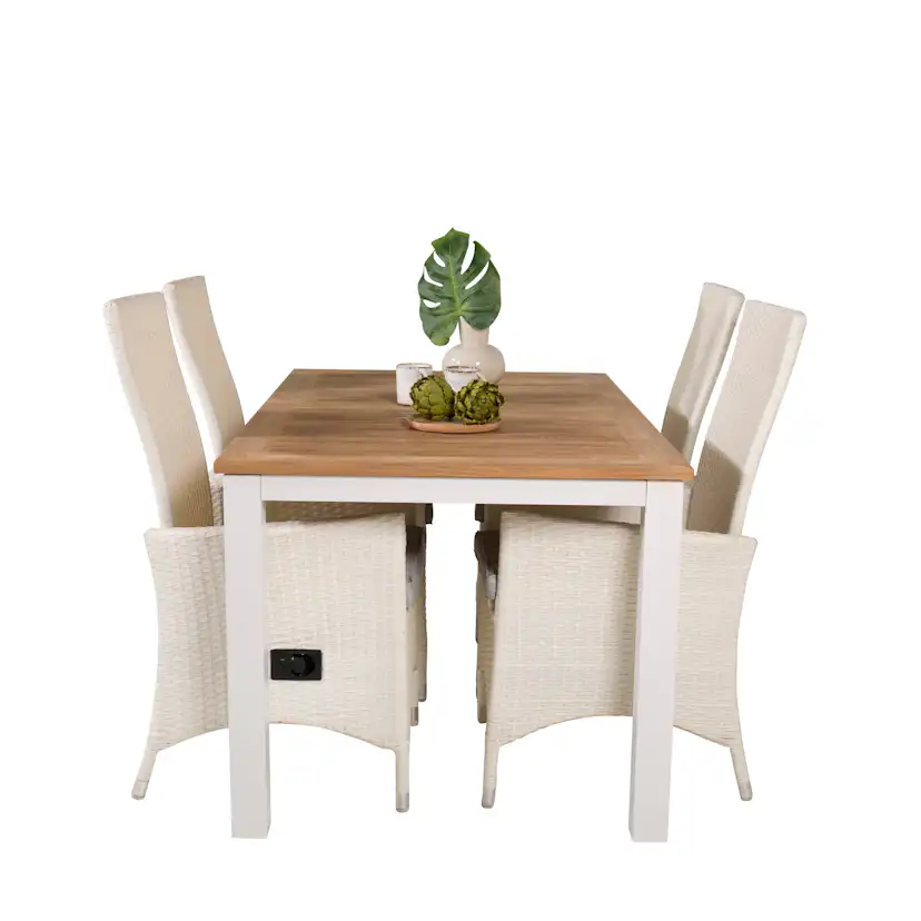 Panama Dining Table 152/210*90 - White Alu / Teak+Padova Arm Blanka Ben
