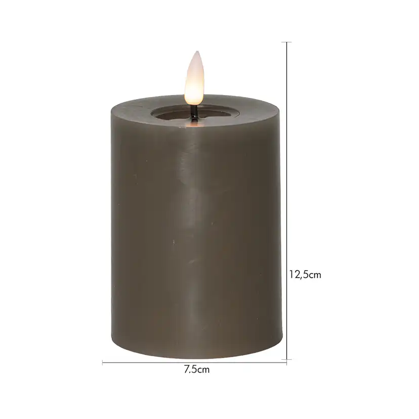 LEDBlockljus Flamme Flow 12,5 cm Mole Brun